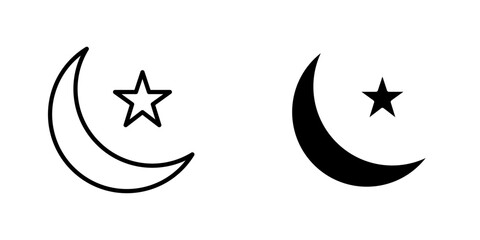 Islam star and crescent icons vector graphic pack