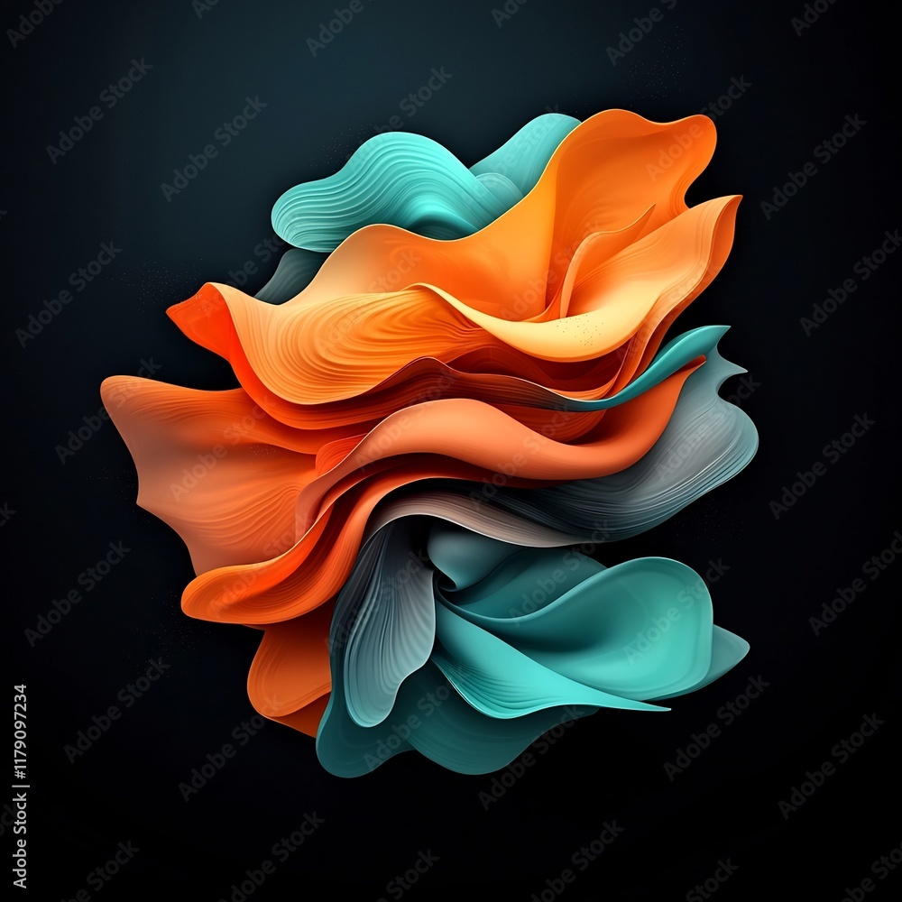 Poster mesmerizing iridescent waves an abstract digital composition featuring fluid wavy shapes with intric