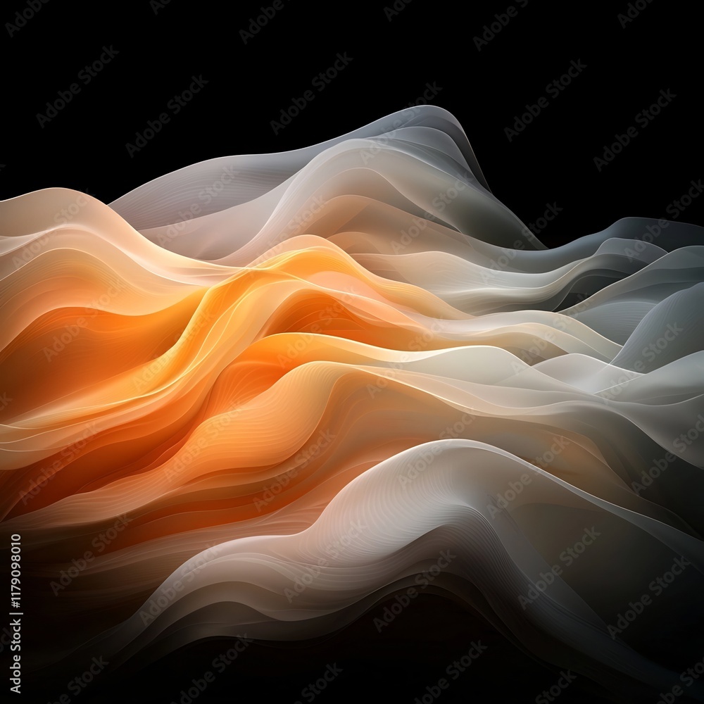 Aufkleber mesmerizing iridescent waves of warm vibrant hues in a minimalist futuristic digital art composition
