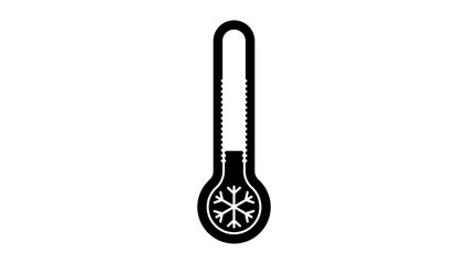 cold thermometer, black isolated silhouette