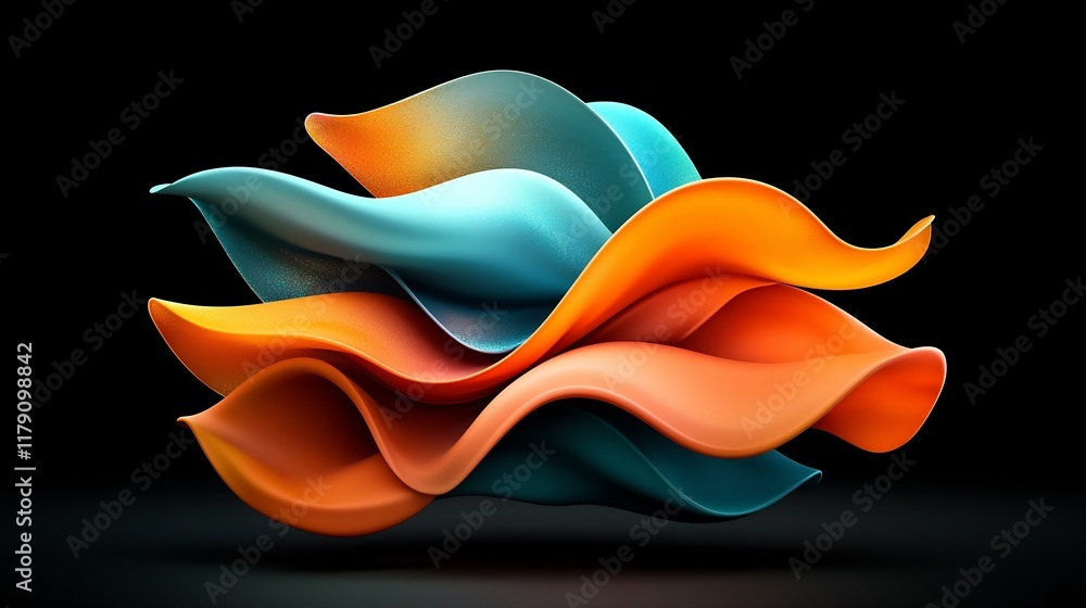 Poster captivating iridescent wavy abstract shape with shimmering gradient colors and luminous prismatic te