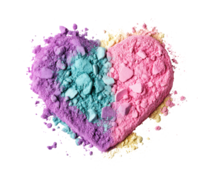 Pastel Holi heart symbolizing love and celebration