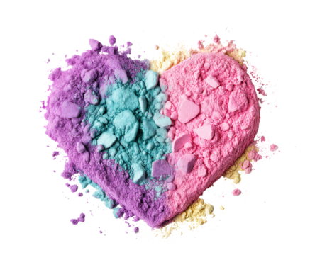 Pastel Holi heart symbolizing love and celebration