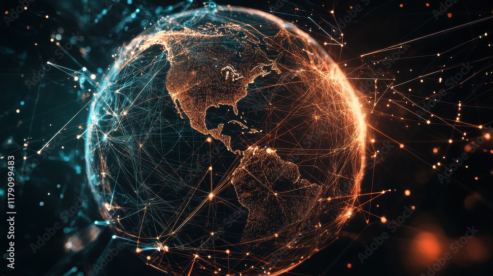 Poster global business connections. corporate networking. concept of networking in a corporation. ai genera