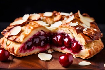 cherry and almond strudel flaky pastry filled with tart cherries