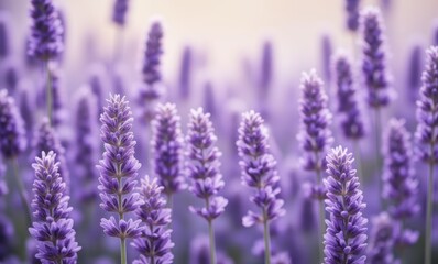 Lavender field in soft purple hues