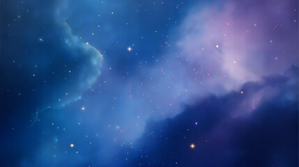 Obraz premium Cosmic scene featuring a nebula with deep blue and purple hues