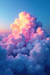 Fototapeta premium Gradual transition from blue to pink in a sea cloud at dusk, clouds, colors