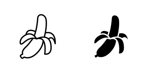 Peeled banana icons vector graphic pack