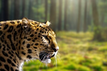 The forest comes alive as the Amur Leopard prowls, highlighted by a vibrant setting sun.