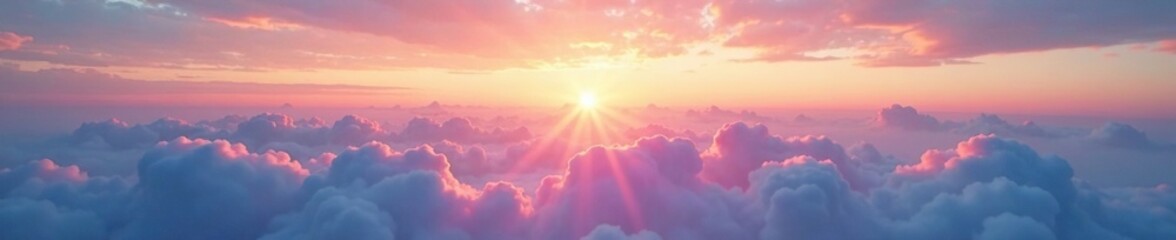 A dreamy ethereal horizon blends into the sky at dawn, ethereal, clouds
