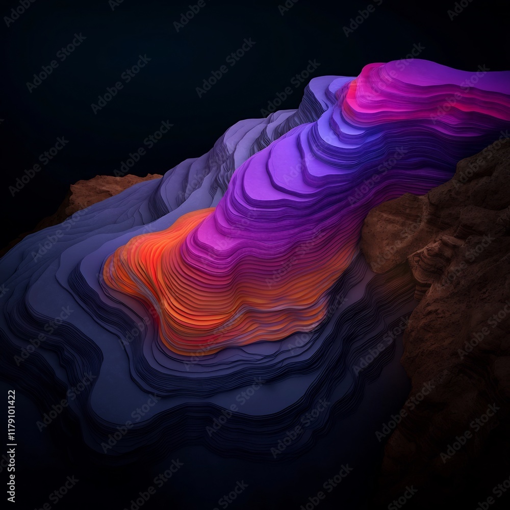 Poster captivating fluid topographic rainfall map visualization capturing atmospheric phenomena with undula