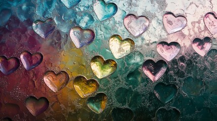 Multicolored foam hearts