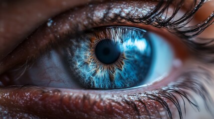 close-up blue human eye