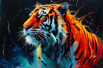 exploding tiger a tiger chalk piece exploding into vibrant strip