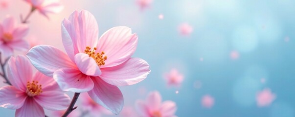 Pastel colors blend in a dreamy, abstract blossom shape, blossom, soft, light blue