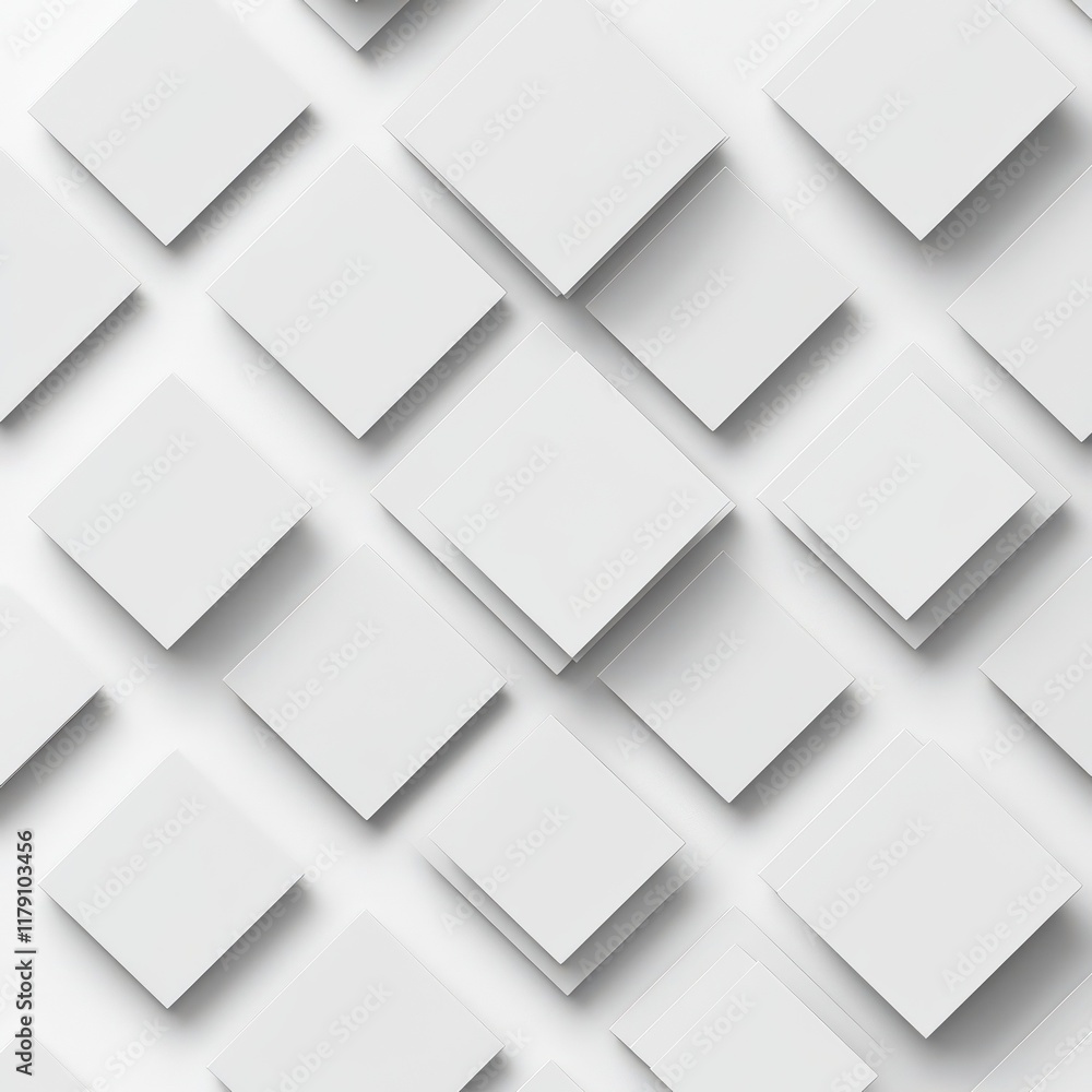 Poster modern white and light grey square overlapped pattern on background with shadow. white background. m