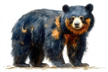 Obraz premium A stylized illustration of a bear, showcasing its features and fur texture.