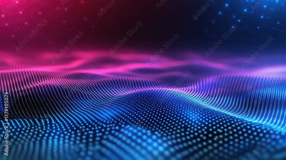 Poster decorative futuristic background with glowing neon lights and a grid pattern. technology style or ge