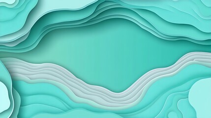 Obraz premium Abstract Teal Wave Papercut Design Background