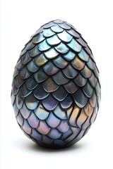 Titanium dragon scales egg isolated on white background. Concept for Fantasy, Gaming element
