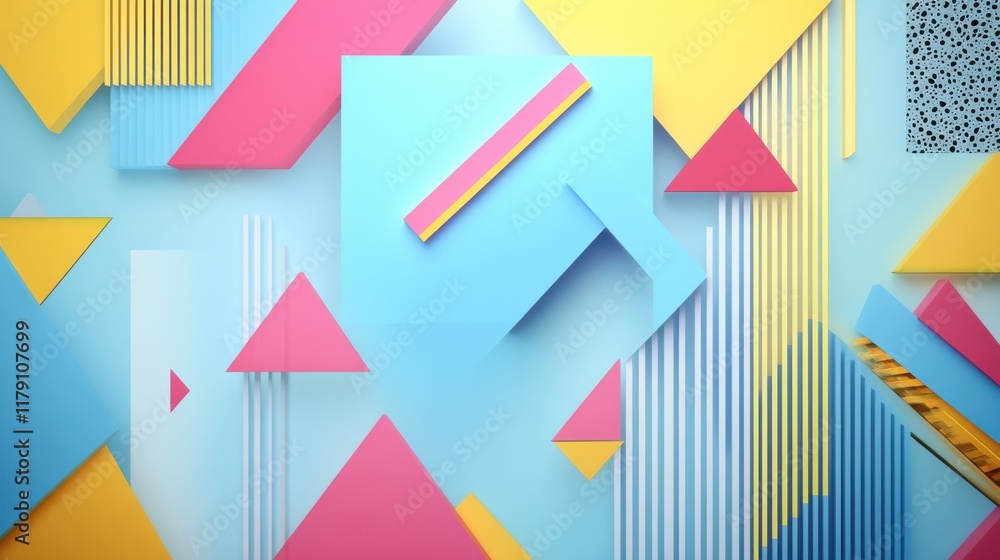 Poster abstract background consisting of triangle and geometric square shape and light blue seamless retro 