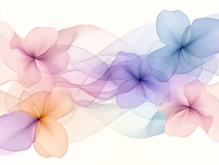 Elegant abstract wallpaper displaying interlacing curving lines in a tranquil color range delicate flowing forms rhythmic brushstrokes muted tonal gradients and abstract floral motifs