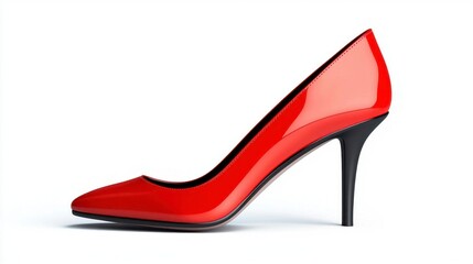 A photostock of a pair of elegant red high heels isolated on a white background, perfect for fashion or luxury themes. High Quality