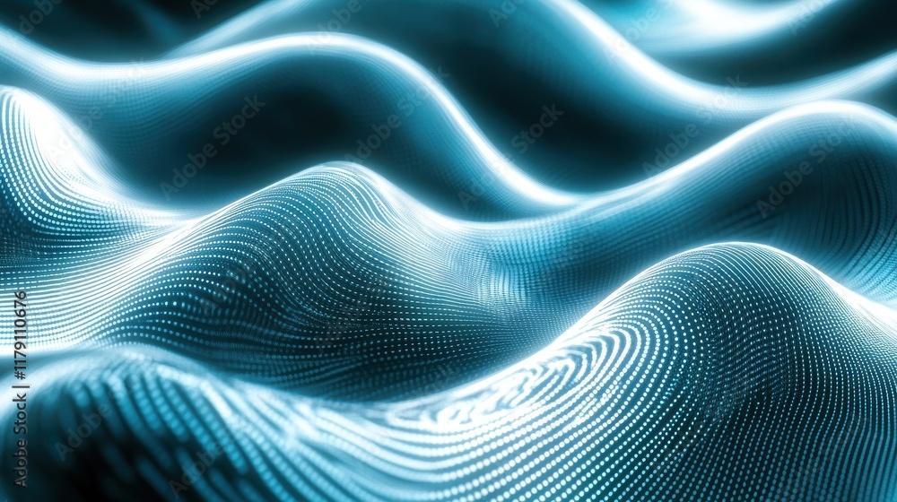 Poster a digital abstract background featuring a geometric pattern of glowing blue and white lines on a dar