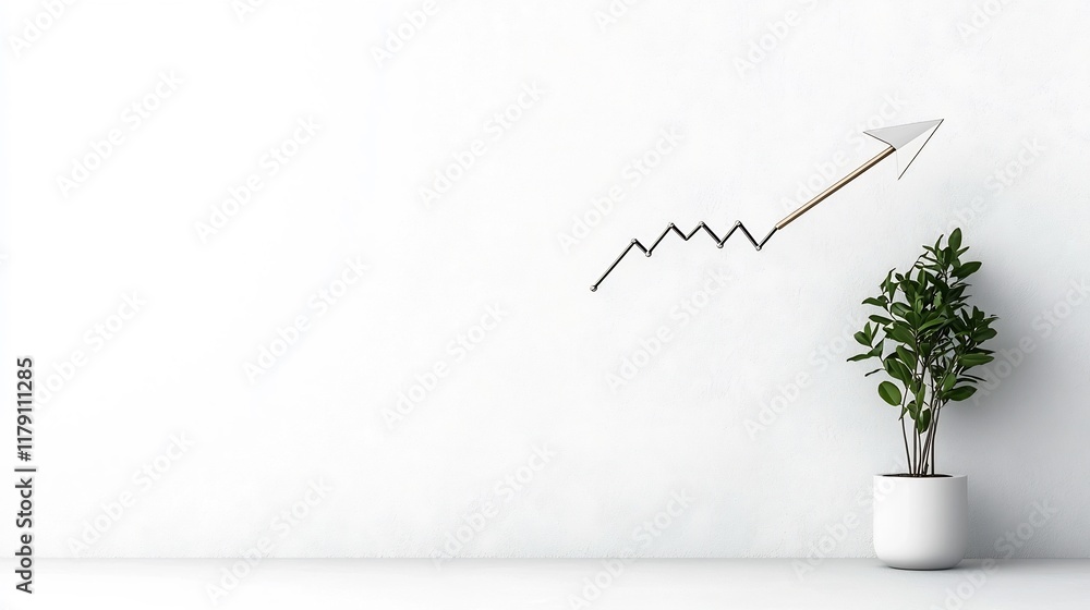 Aufkleber pristine digital showcasing a financial chart with a rising arrow signaling a robust and expanding e