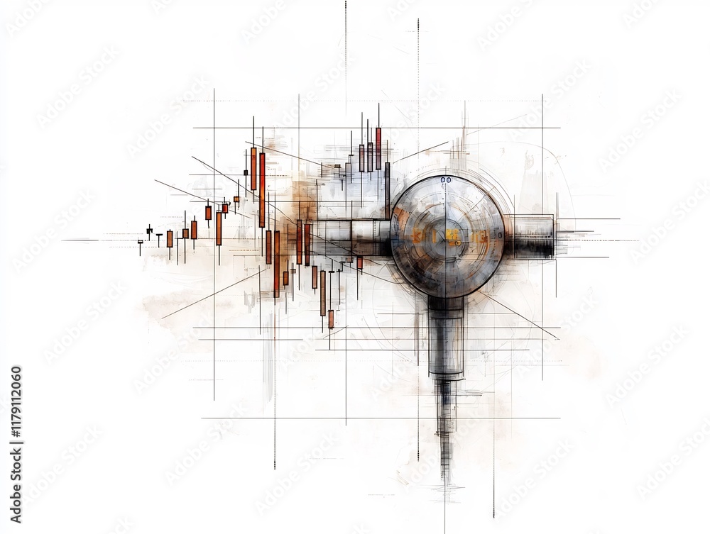 Poster sleek uncluttered white backdrop highlighting an ascending financial chart data visualizations conve