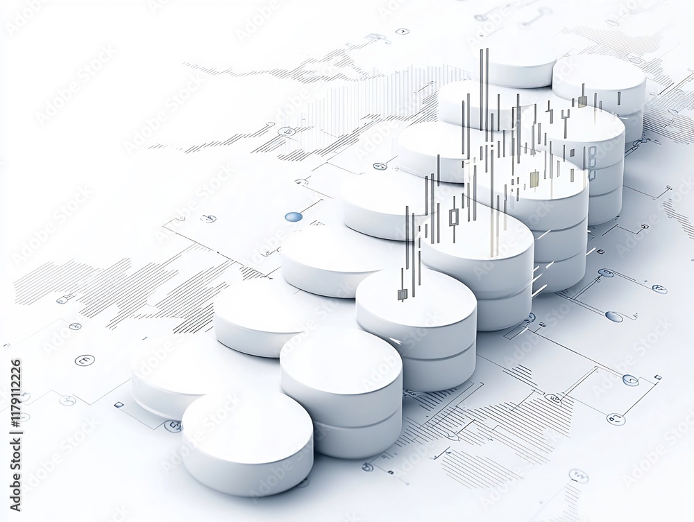 Poster crisp white background showcasing an ascending financial chart that depicts a thriving corporate cli