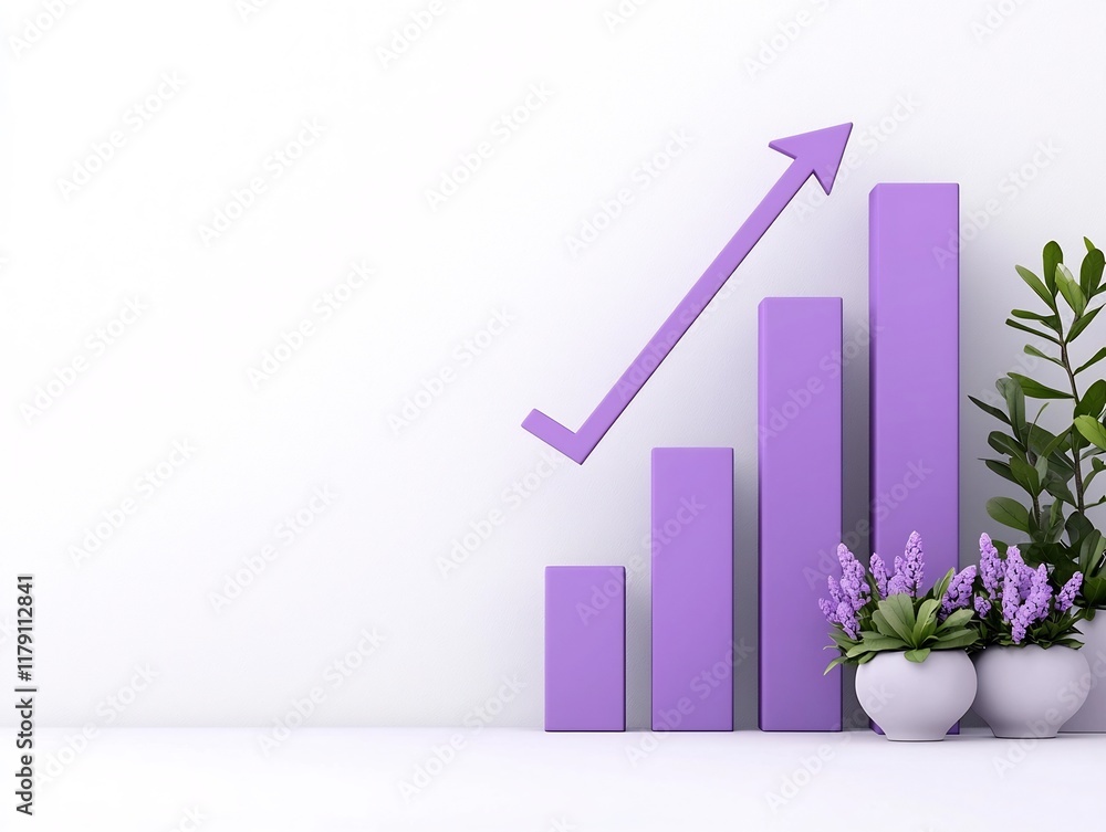 Poster ascending financial chart on a minimalist white background representing business growth data visuali