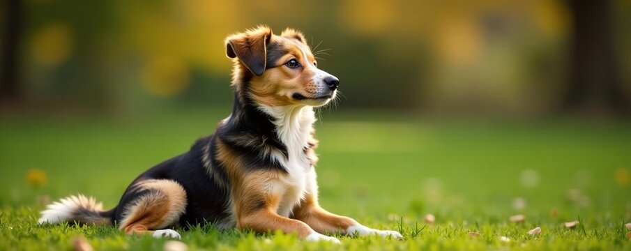 Hund sitzt mit offenen Pfoten, die sich leicht bewegen, wedeln und sch?tteln, pfoten, wedeln