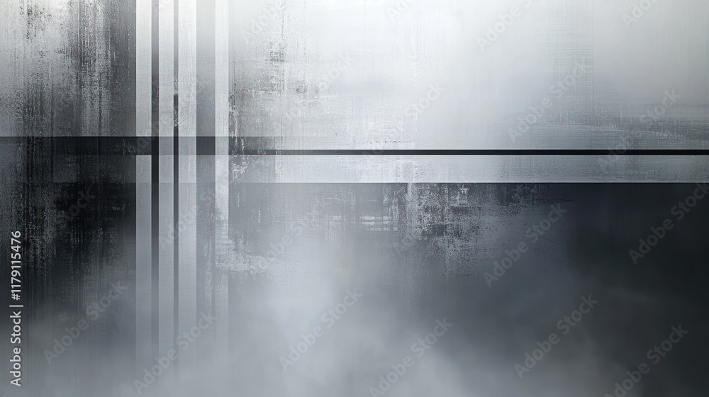 Poster abstract grayscale texture with geometric lines and grunge elements.