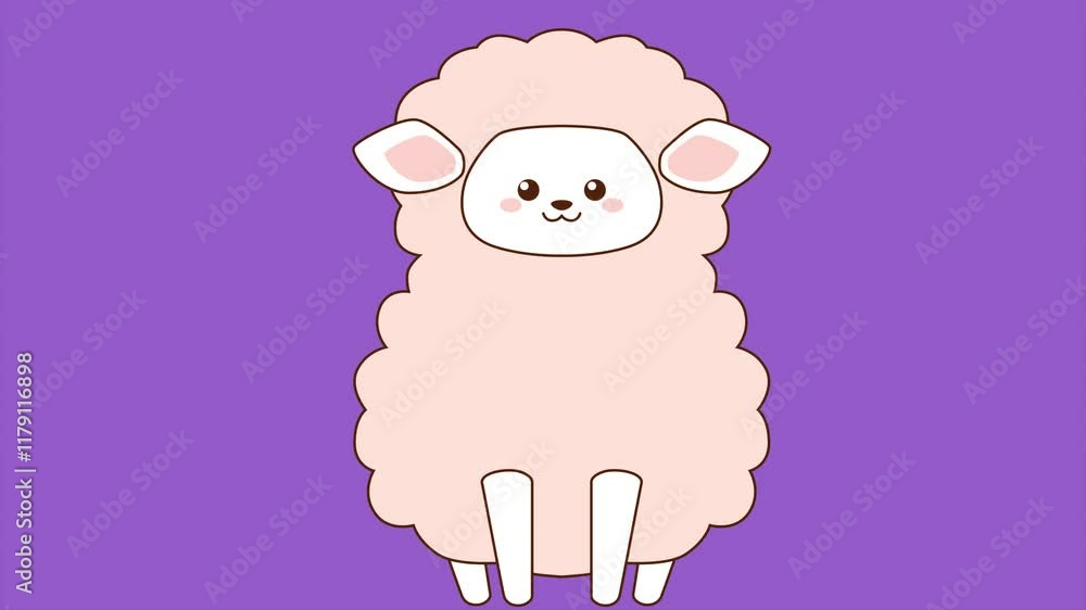 Poster cute little sheep. abstract loop animation
