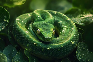 Fototapeta premium Snake. Ringed snake. Reptile. Reptilian. Snake photography. World Snake Day. July 16th.