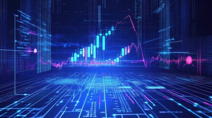 blue digital technology network chart background