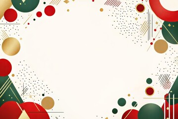 Obraz premium Festive geometric background with red, green, and gold accents for seasonal designs.