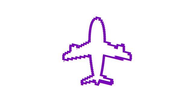 Animation pixle icon airplane. Blue icon airplane. Pixle animation