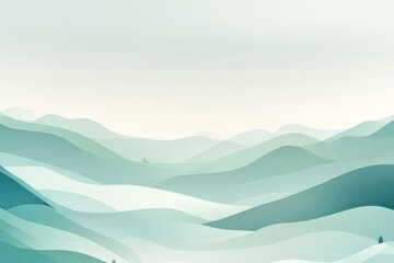Serene abstract landscape of rolling hills in soothing green and blue tones.