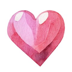 Heart shaped watercolor artwork in vibrant shades of pink exemplifying love and affection in a minimalistic style