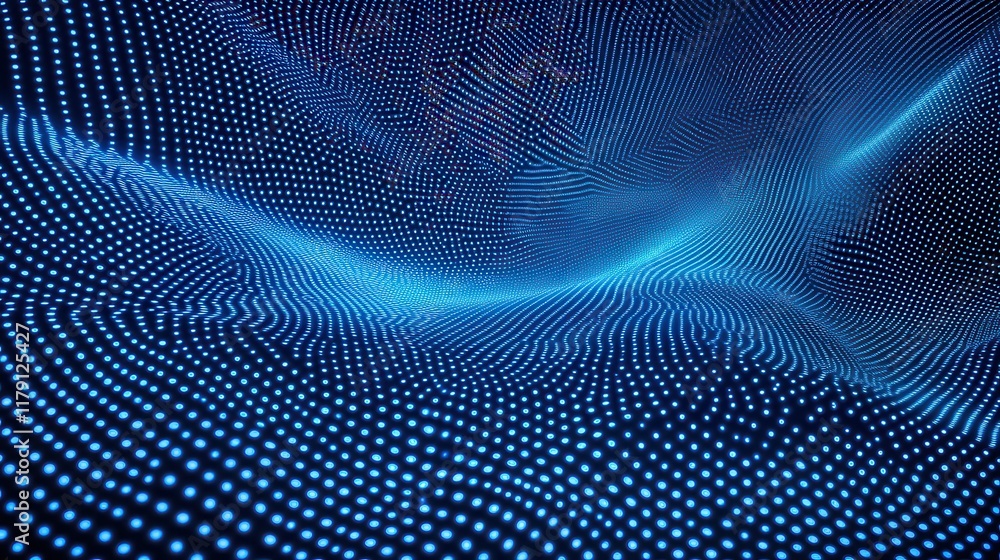 Poster futuristic blue abstract grid background with dots and squares