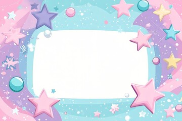 Whimsical pastel star-themed frame for creative designs.