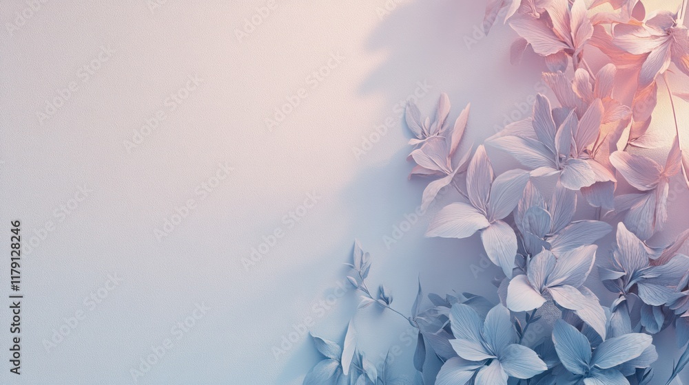 Poster a calming vertical 3d wallpaper featuring soft gradients and floral patterns, perfect for creating a