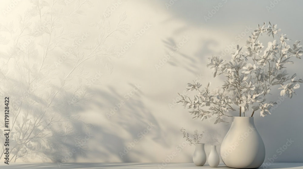 Poster a calming vertical 3d wallpaper featuring soft gradients and floral patterns, perfect for creating a
