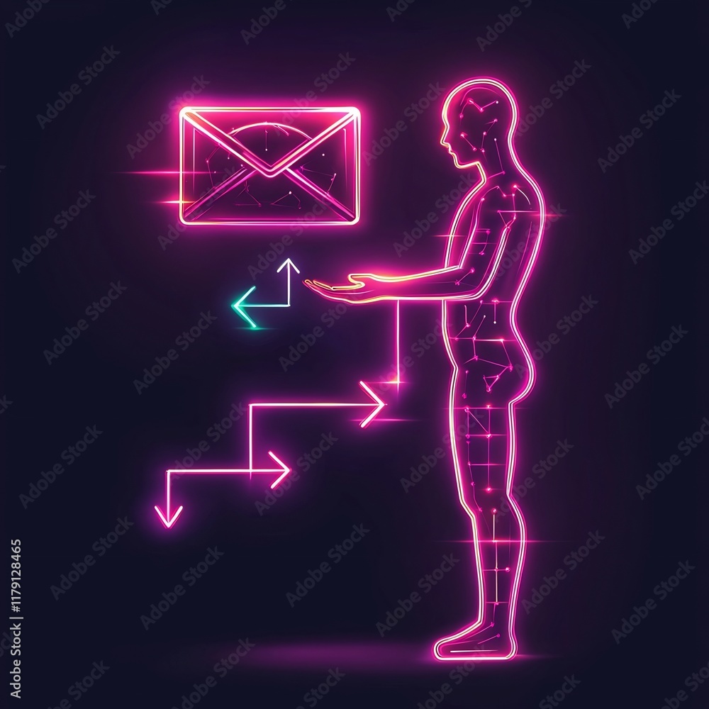 Poster symbolic global social networking concept with freehand human outline posture airmail envelope icon 