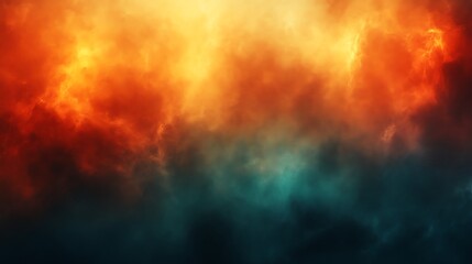 Fiery orange and teal smoke cloudscape.