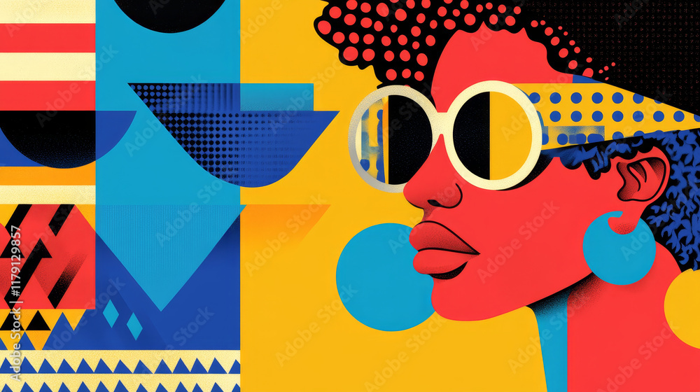 Poster abstract geometric modern memphis banners. dynamic and visually striking design capture vibes of 80s