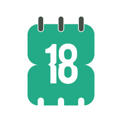 Day 18 Calendar Vector Icon Illustration.